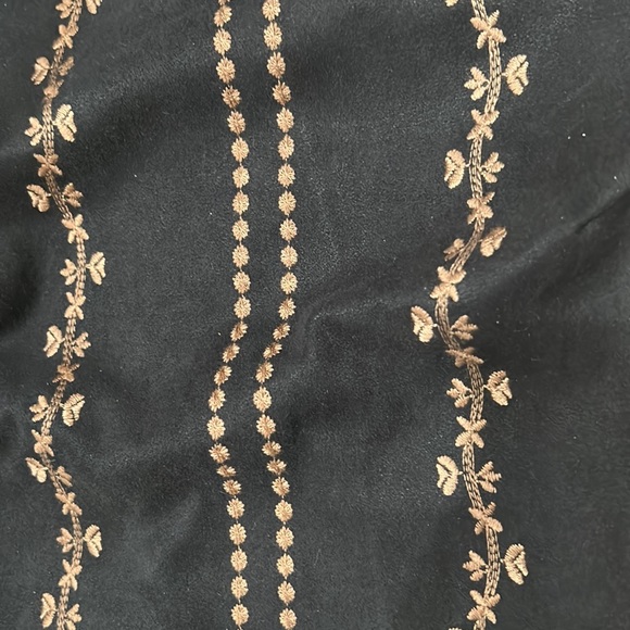 honey belle black embroidered suede open back halter top size small - Picture 6 of 9